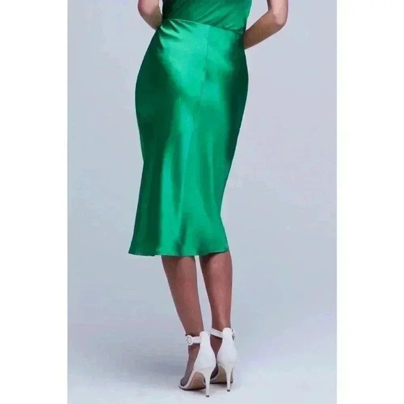 L'AGENCE Bias Silk Matching Set Midi Skirt Gold Chain Blouse Tank Cocktail Dress - Picture 11 of 16